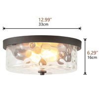 13 in. 2-Light Farmhouse Oil Rubbed Bronze Drum Flush Mount Ceiling Light Fixture - $40