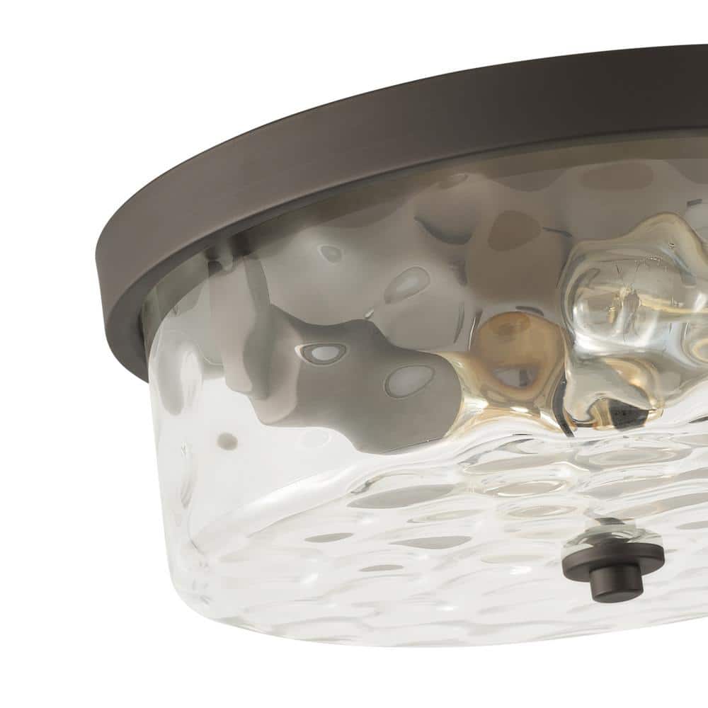 13 in. 2-Light Farmhouse Oil Rubbed Bronze Drum Flush Mount Ceiling Light Fixture - $40