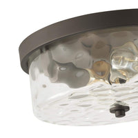 13 in. 2-Light Farmhouse Oil Rubbed Bronze Drum Flush Mount Ceiling Light Fixture - $40