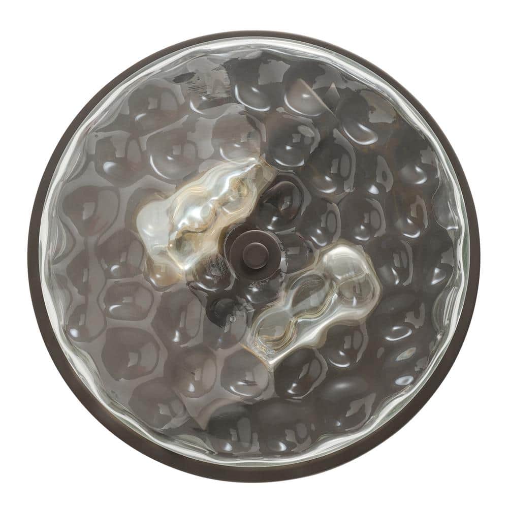 13 in. 2-Light Farmhouse Oil Rubbed Bronze Drum Flush Mount Ceiling Light Fixture - $40