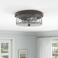 13 in. 2-Light Farmhouse Oil Rubbed Bronze Drum Flush Mount Ceiling Light Fixture - $40