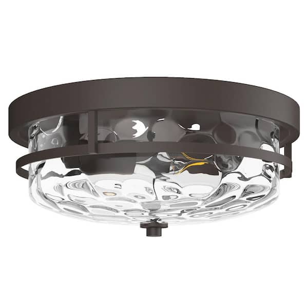 aiwen 13 in. 2-Light Farmhouse Oil Rubbed Bronze Flush Mount Ceiling Light Fixture - $60