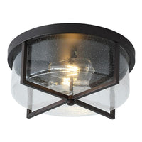 aiwen 11.8 in. 2-Light Flush Mount Ceiling Light Fixture with Seeded Glass Shade - $35