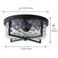 aiwen Industrial 11.8 in. 2-Light Drum Flush Mount with Water Ripple Glass Shade - $45