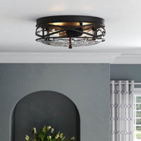 aiwen 11.4 in. 2-Light Farmhouse Flush Mount Ceiling Light Fixture with Glass Shade - $45