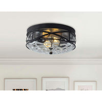 aiwen 11.4 in. 2-Light Farmhouse Flush Mount Ceiling Light Fixture with Glass Shade - $45