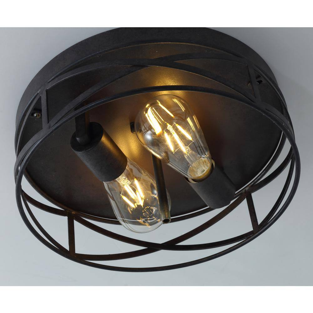 aiwen 11.4 in. 2-Light Farmhouse Flush Mount Ceiling Light Fixture with Glass Shade - $45
