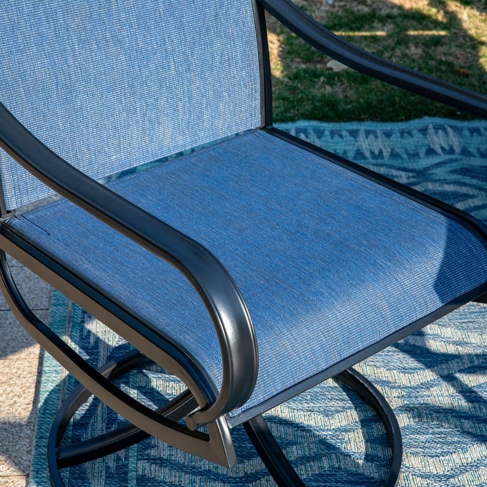 PHI VILLA Black Swivel Textilene Metal Patio Outdoor Dining Chair (2-Pack) - $140