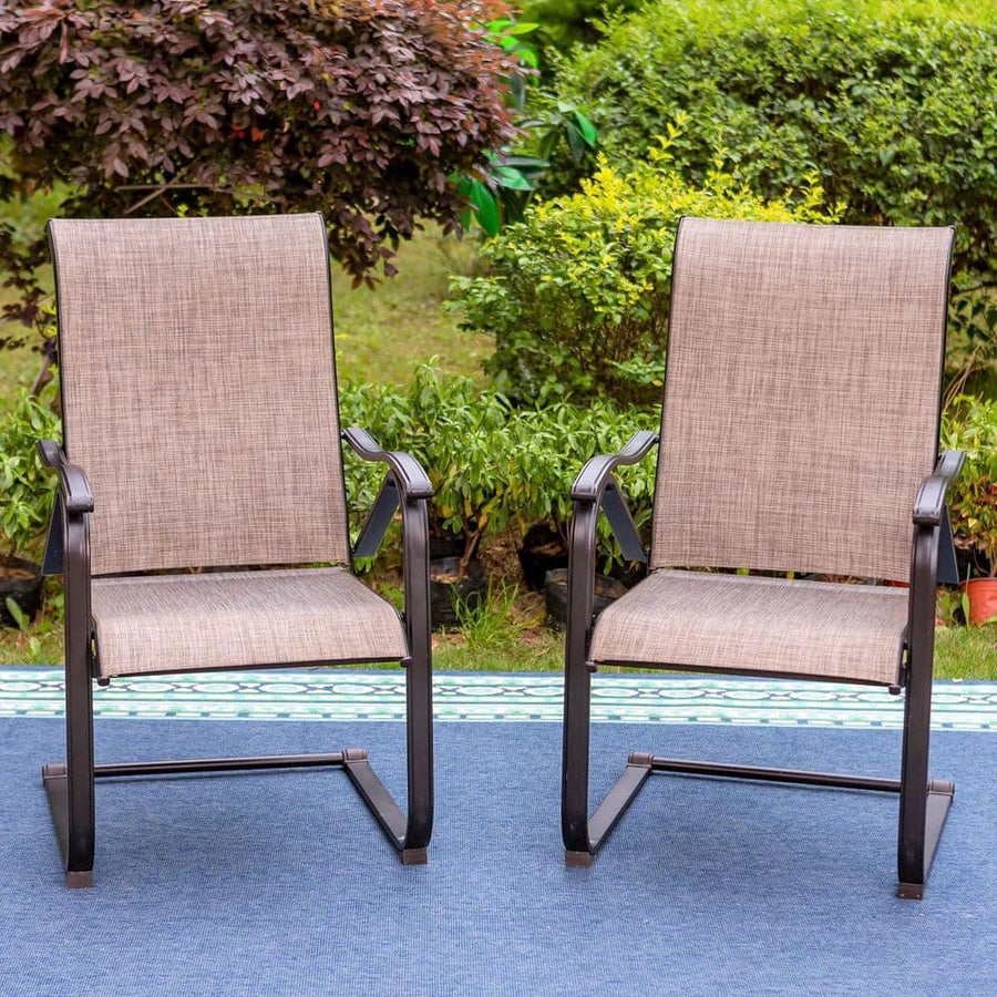 Black Ergonomic C-Spring Textilene Metal Patio Outdoor Dining Chair (2-Pack) - $110