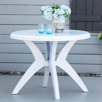 Plastic White Outdoor Bistro Table with Umbrella Hole for Garden Lawn Backyard - $50