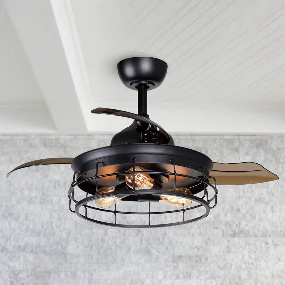 Parrot Uncle 36 in. Industrial Retractable 3-Blade Black Ceiling Fan - $65