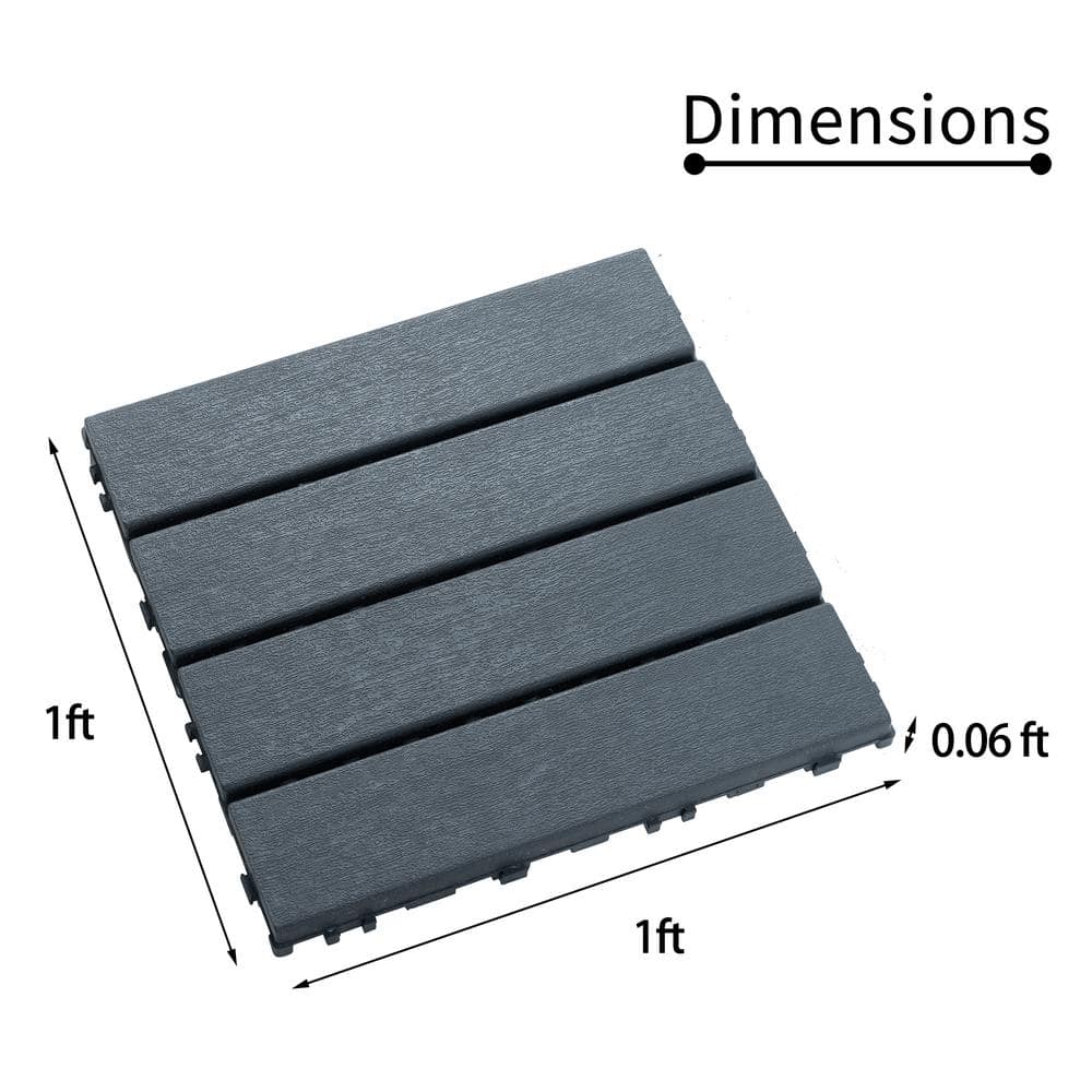 1 ft. x 1 ft. All-Weather Plastic Square Interlocking Patio Deck Tiles(44-Pack) - $85
