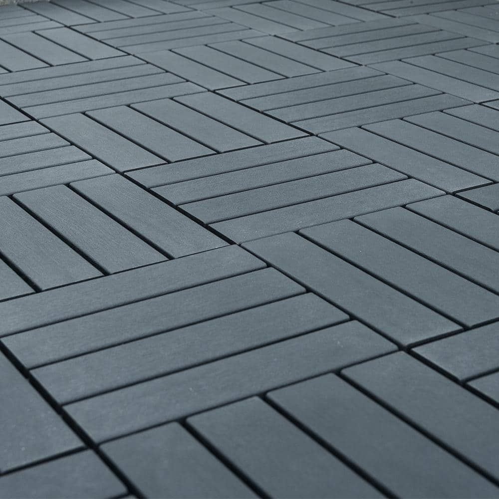 1 ft. x 1 ft. All-Weather Plastic Square Interlocking Patio Deck Tiles (44-Pack) - $85