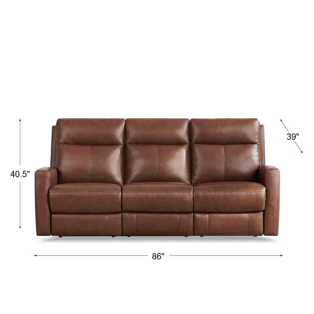 Hydeline Vienna 86 in. Square Arms Leather Motion Straight Power Reclining Sofa - $1750