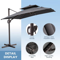 Double top 11 ft. x 9 ft. Rectangular 360 Rotation Cantilever Patio Umbrella - $140