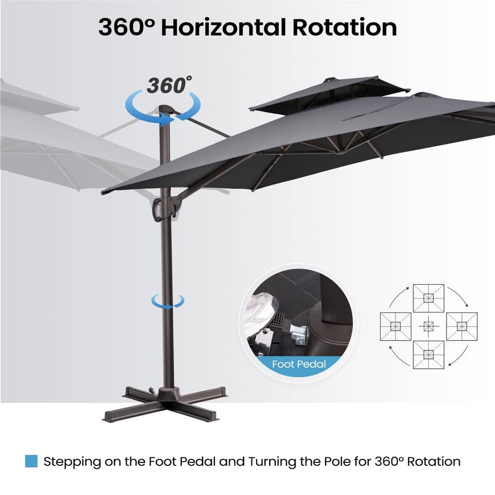 Double top 11 ft. x 9 ft. Rectangular 360 Rotation Cantilever Patio Umbrella - $140