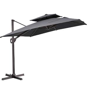 Double top 11 ft. x 9 ft. Rectangular 360 Rotation Cantilever Patio Umbrella - $140