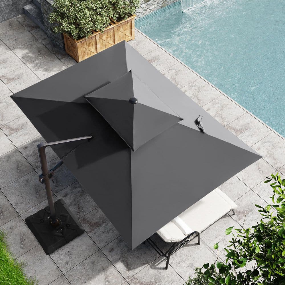 Double top 11 ft. x 9 ft. Rectangular 360 Rotation Cantilever Patio Umbrella - $140