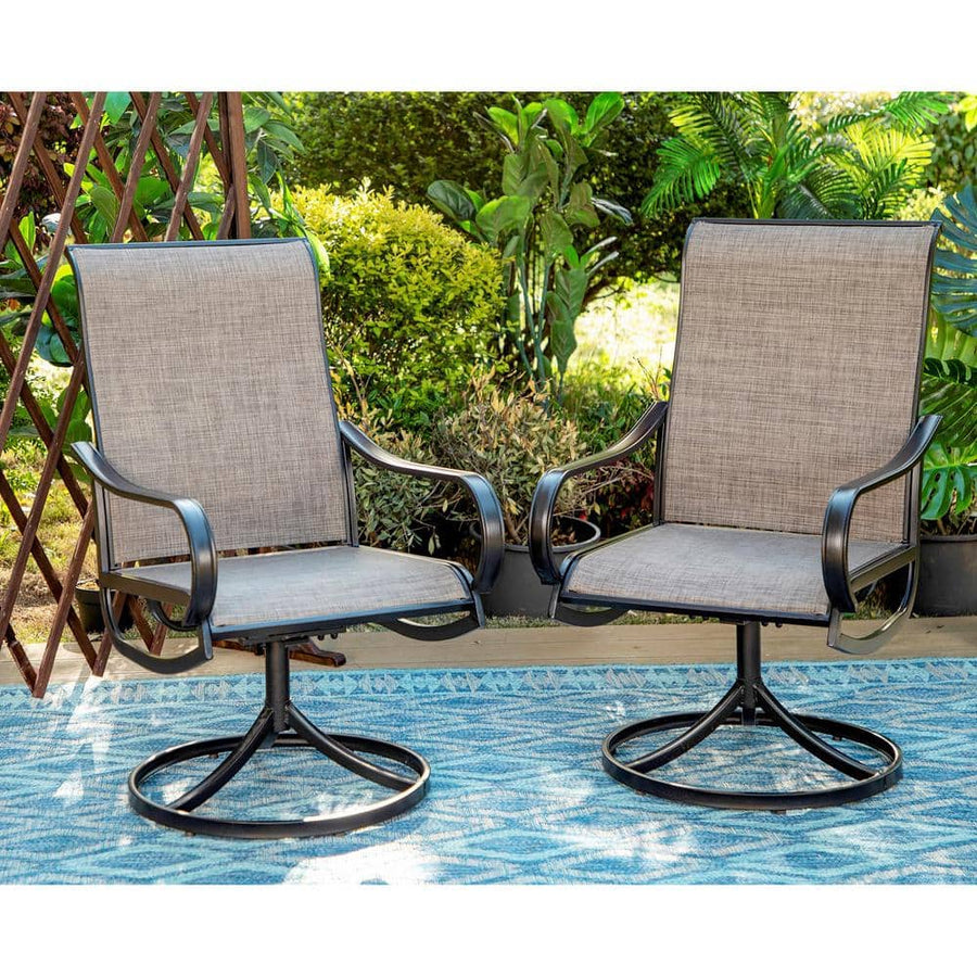PHI VILLA Black Swivel Textilene Metal Patio Outdoor Dining Chair (2-Pack) - $140