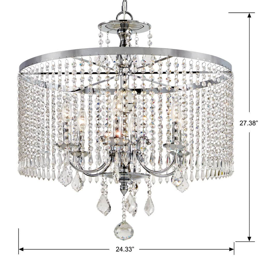 Calisitti 6-Light Polished Chrome Chandelier with K9 Crystal Dangles - $230