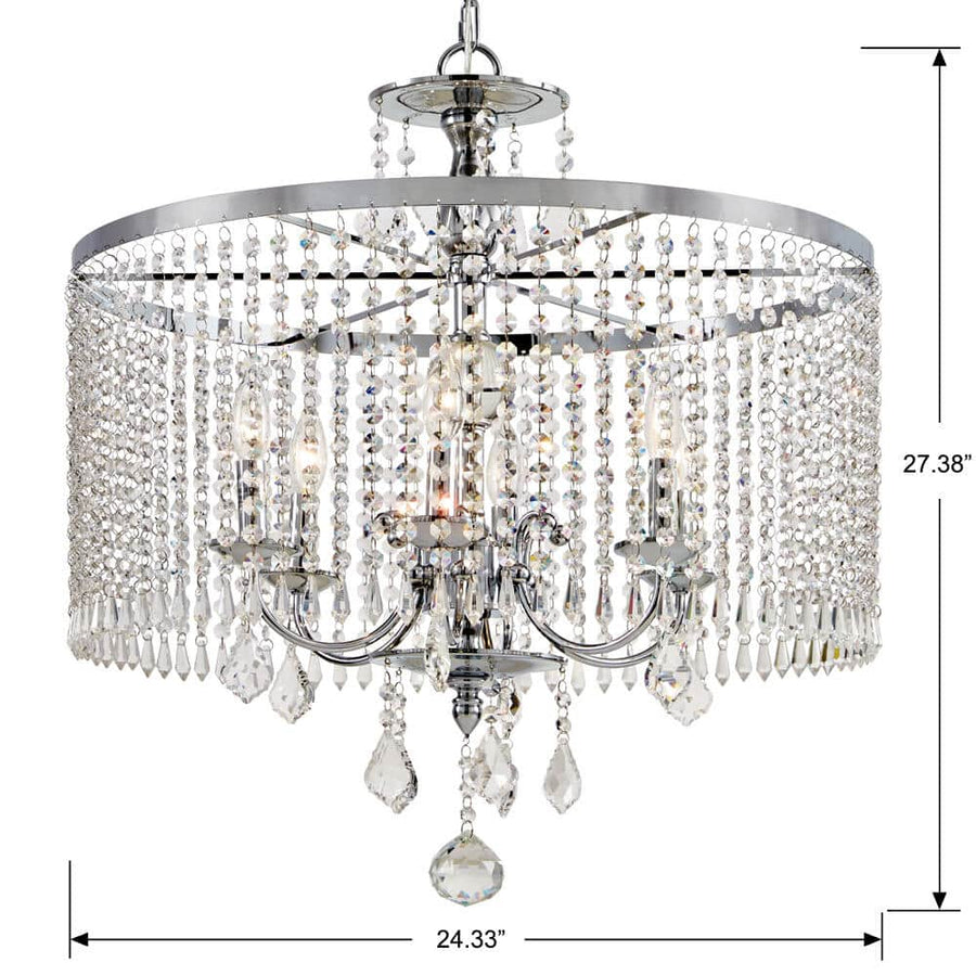 Calisitti 6-Light Polished Chrome Chandelier with K9 Crystal Dangles - $200