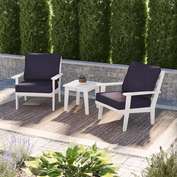 POLYWOOD Grant Park White 3-Piece Plastic Small Patio Furniture Deep Seating Set - $350