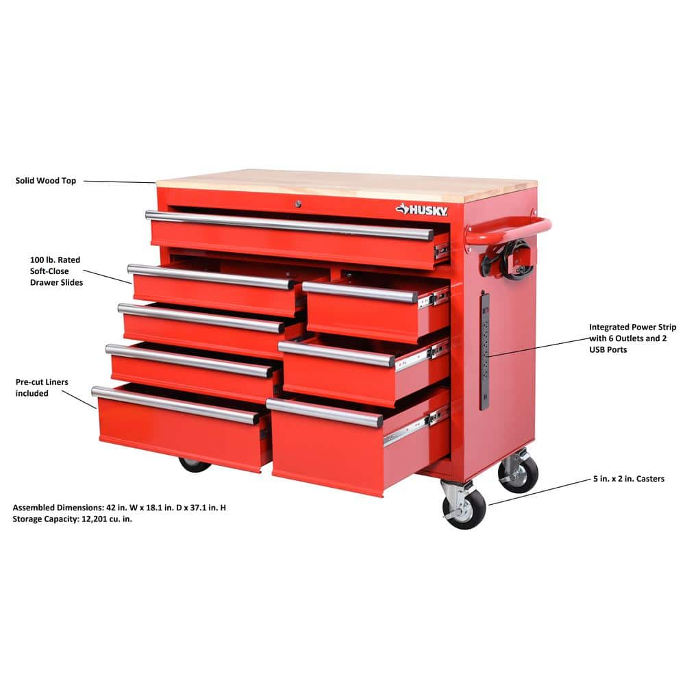 Husky 26.5 in. W x 18 in. D Standard Duty 4-Drawer Rolling Tool