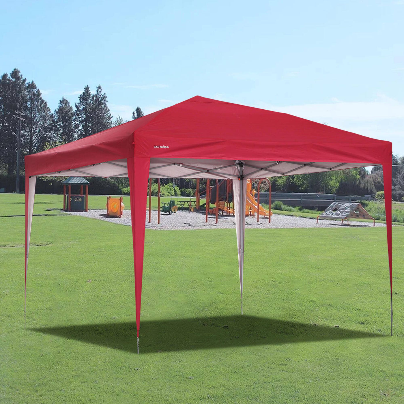 Tatayosi 10 ft. x 10 ft. Red Outdoor Patio Event/Party Canopy Tents Adjustable Height - $75