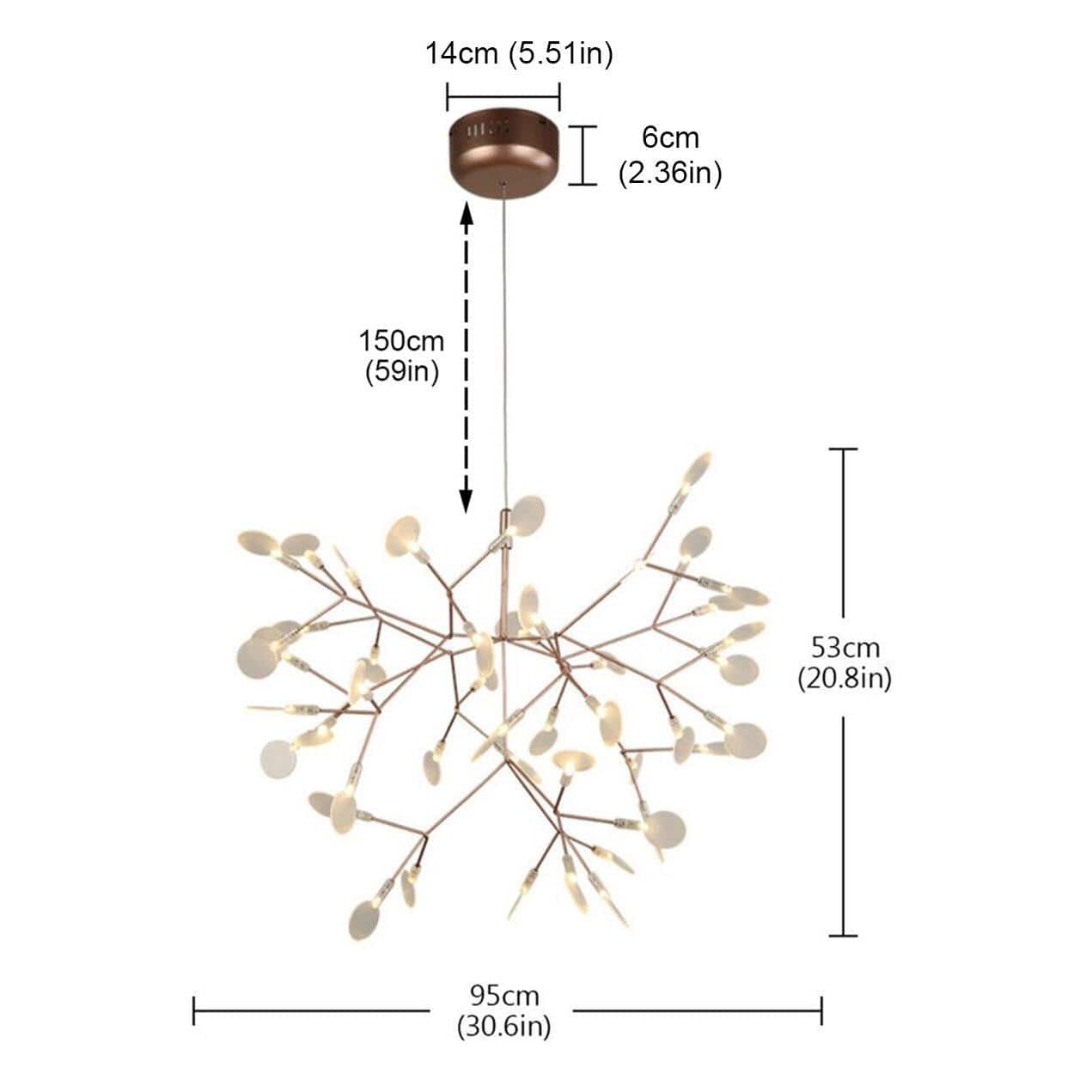 Postmodern 15-Watt 45-Light Integrated LED Rose Gold Modern Linear Chandelier - $140