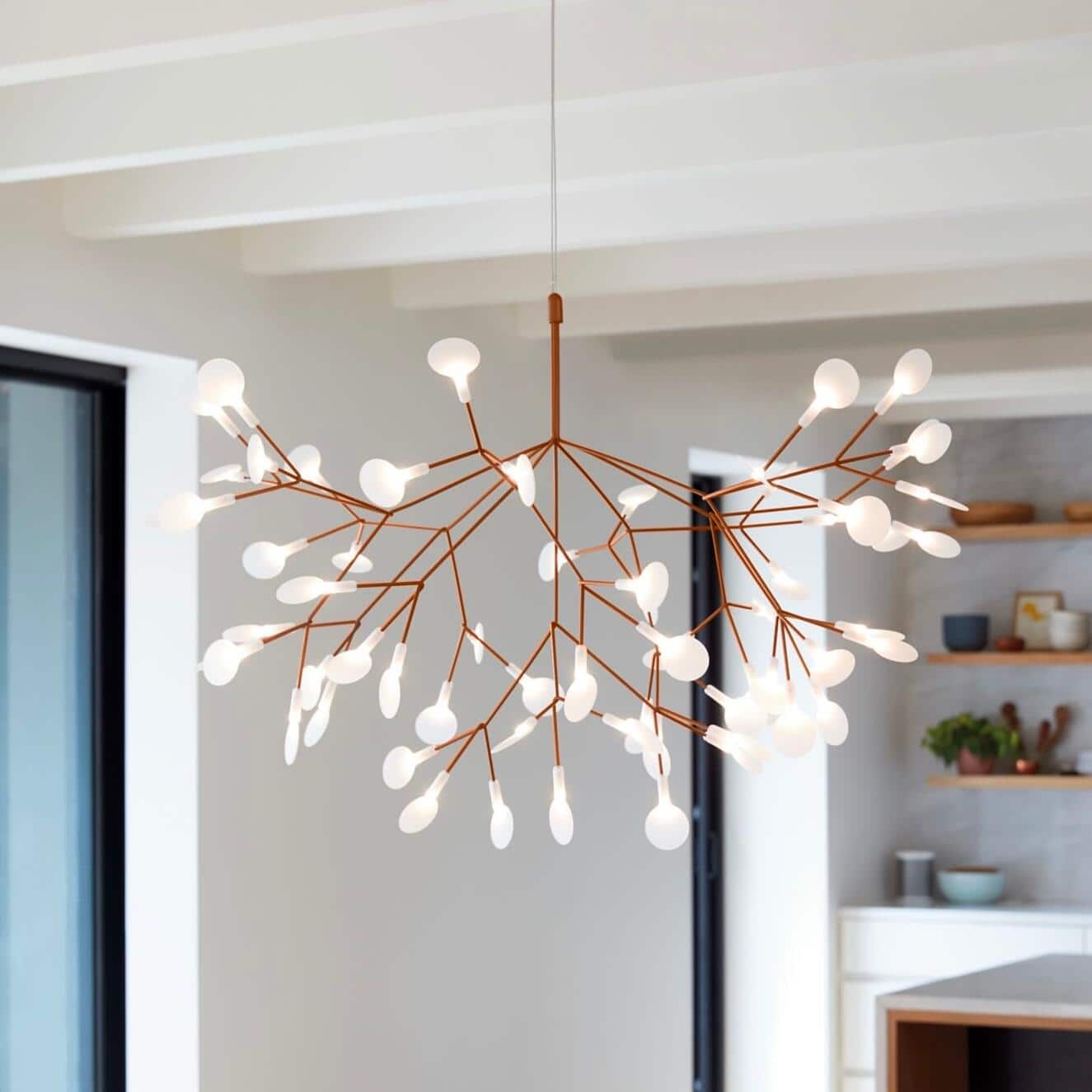 Postmodern 15-Watt 45-Light Integrated LED Rose Gold Modern Linear Chandelier - $140
