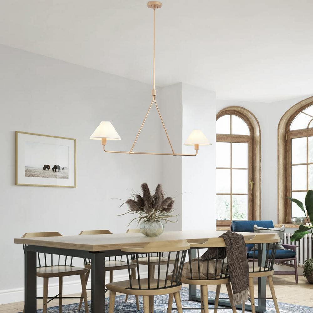 46.45 in. 2-Light Kitchen Island Linear Chandelier Classic Rose Gold Pendant Light  - $65