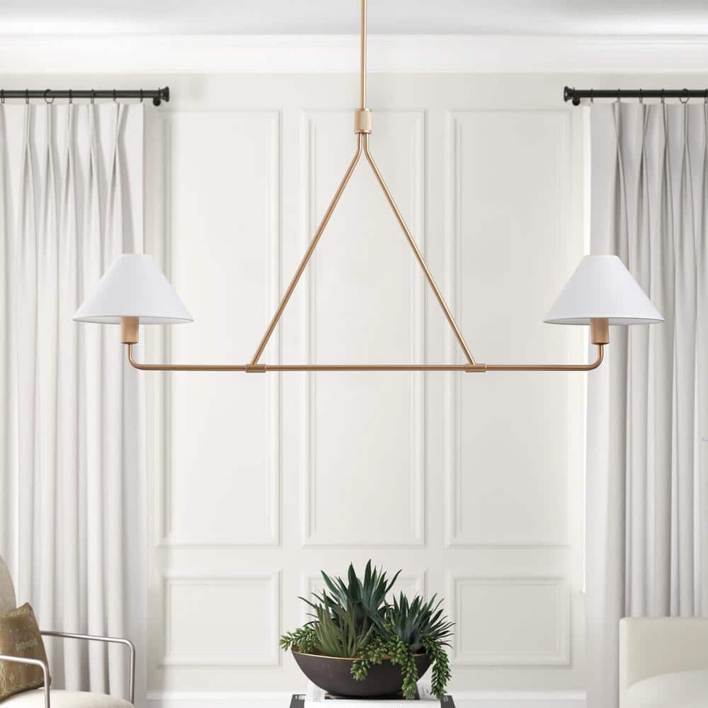 46.45 in. 2-Light Kitchen Island Linear Chandelier Classic Rose Gold Pendant Light  - $65