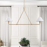 46.45 in. 2-Light Kitchen Island Linear Chandelier Classic Rose Gold Pendant Light  - $65