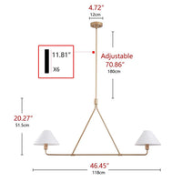 46.45 in. 2-Light Kitchen Island Linear Chandelier Classic Rose Gold Pendant Light  - $65