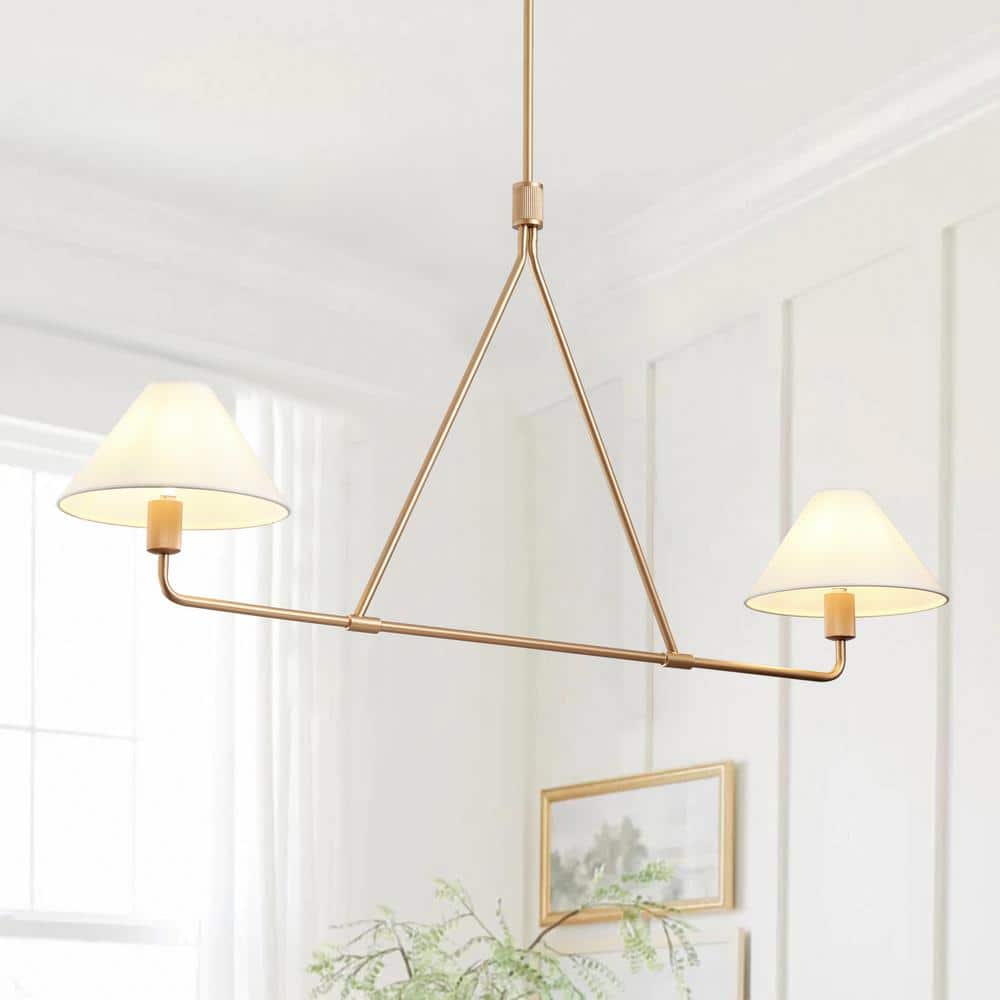 46.45 in. 2-Light Kitchen Island Linear Chandelier Classic Rose Gold Pendant Light  - $65