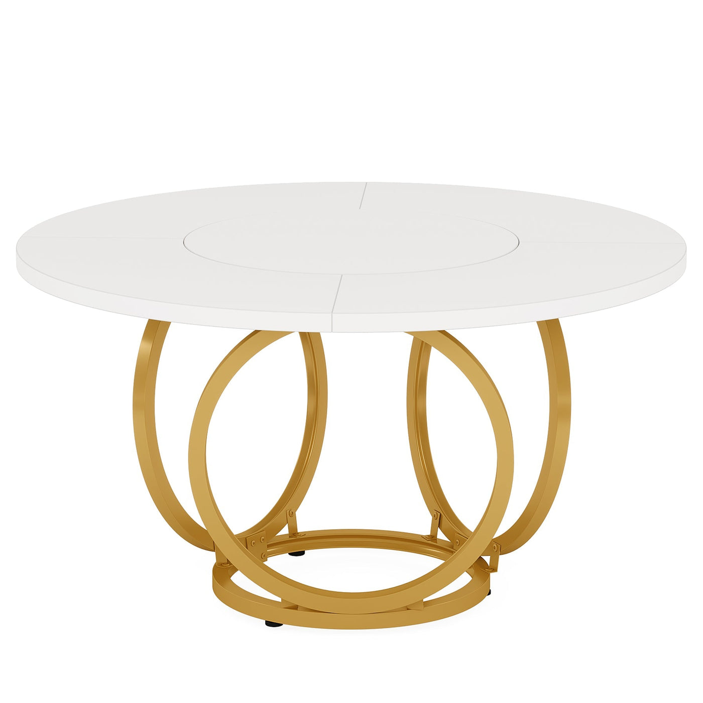 Round Dining Table for 4, Modern 47" Kitchen Table with Metal Base - $125
