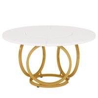 Round Dining Table for 4, Modern 47" Kitchen Table with Metal Base - $125