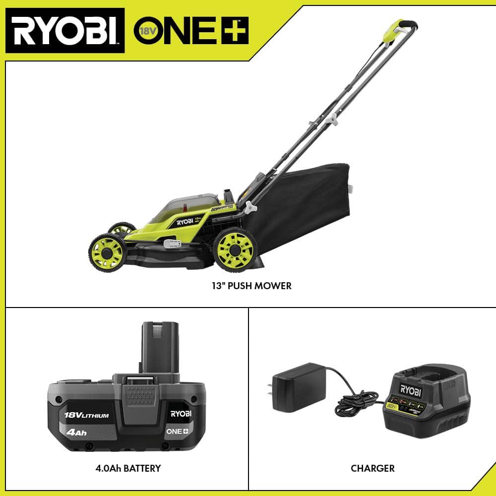 Ryobi ONE+ 18V 13 in. Cordless Battery Walk Behind Push Lawn Mower - $175