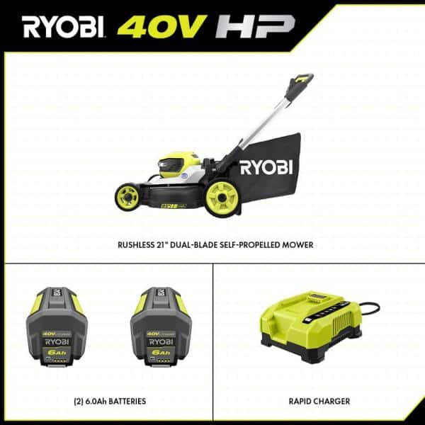 Ryobi 40V HP Brushless 21 in. Cordless Multi-Blade Self-Propelled Mower - $489