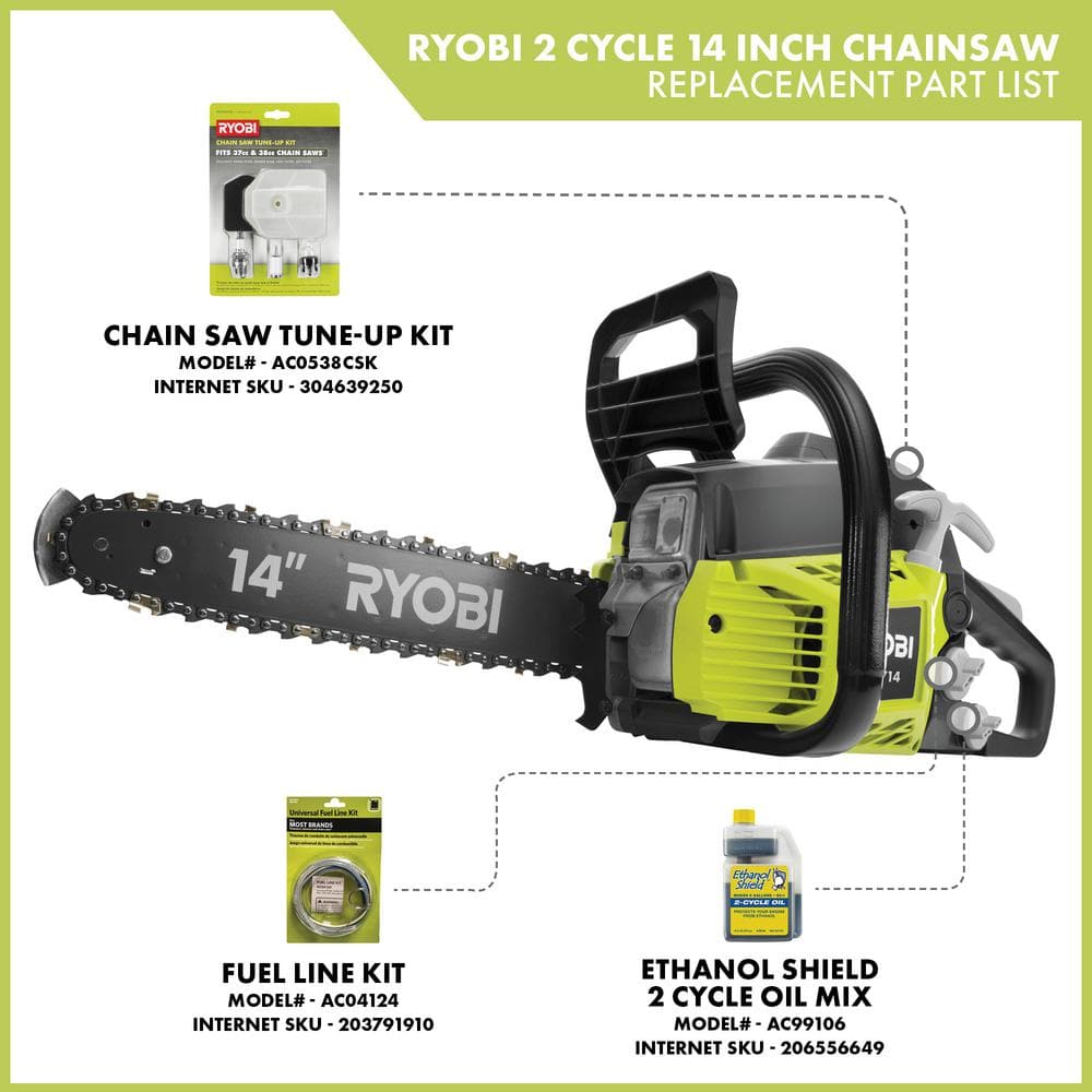 RYOBI 14 in. 37cc 2-Cycle Gas Chainsaw - $100