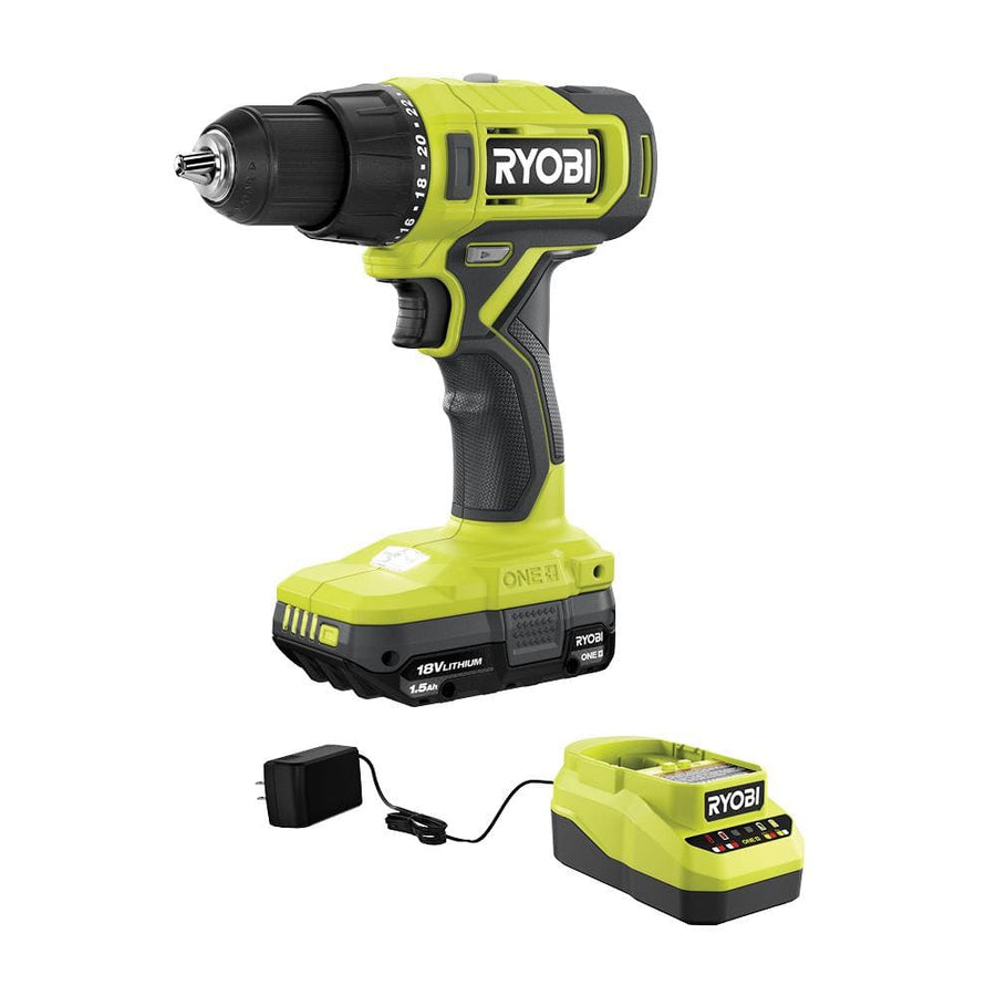 RYOBI ONE+ 18V Cordless 1/2 in. Drill/Driver Kit with (1) 1.5 Ah Battery and Charger - $45