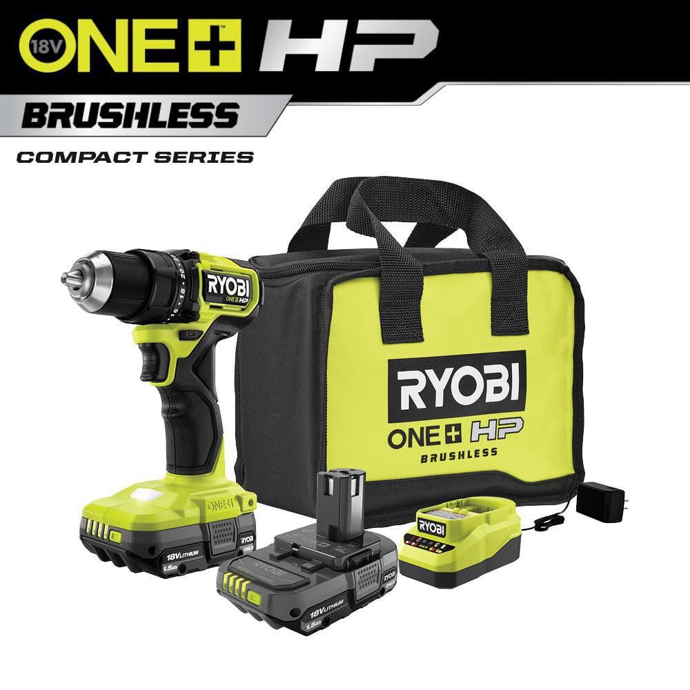 RYOBI ONE+ HP 18V Brushless Cordless Compact 1/2 in. Drill/Driver Kit - $65