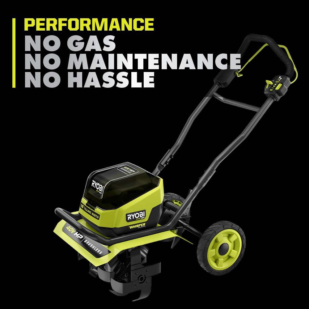 RYOBI 40V HP Brushless 16 in. Front Tine Tiller with Adjustable Tilling Width - $360