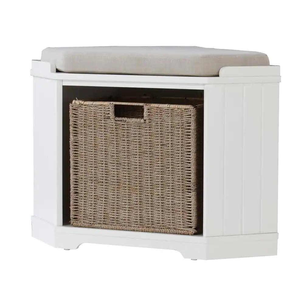 Whitaker Corner Bench in Off-White (20 in. H x 28 in. W)-$150