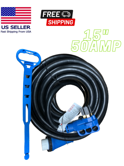 Everdevelop ED-501R 50 amp 15' RV Power Supply Cord Cable 50A Marine Shore - $50