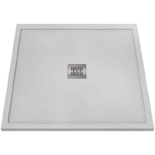 36 in. L x 36 in. W x 1.125 in. H Solid Composite Stone Shower Pan Base with Center Drain-$180