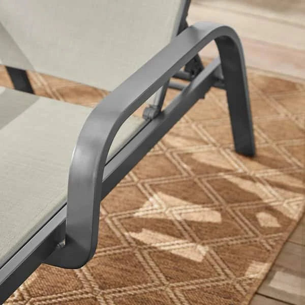Aluminum Dark Taupe Sling Outdoor Stack Chaise Lounge (2-pack)-$260
