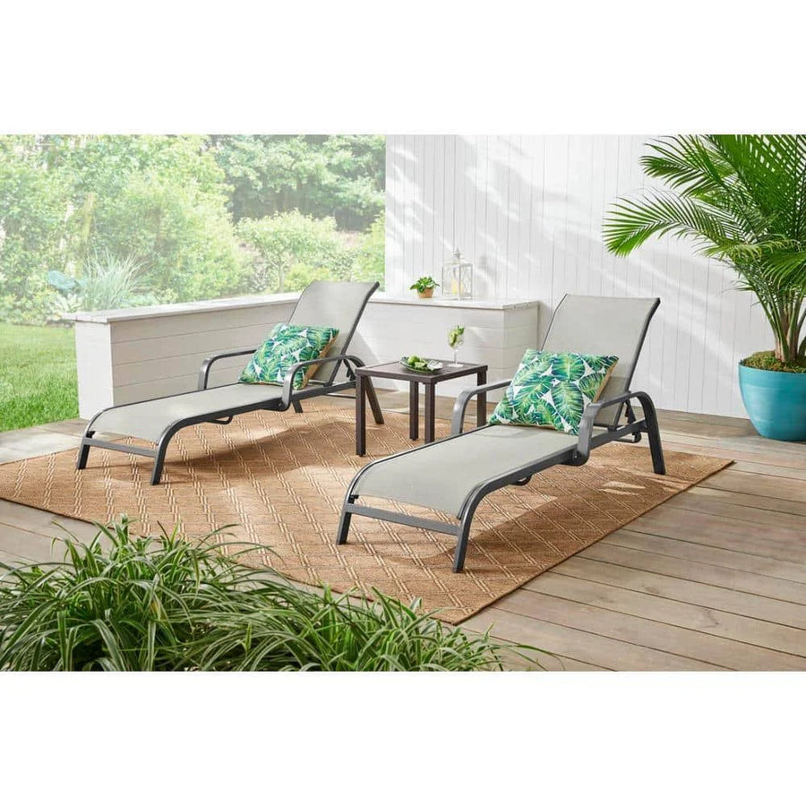 Aluminum Dark Taupe Sling Outdoor Stack Chaise Lounge (2-pack)-$220