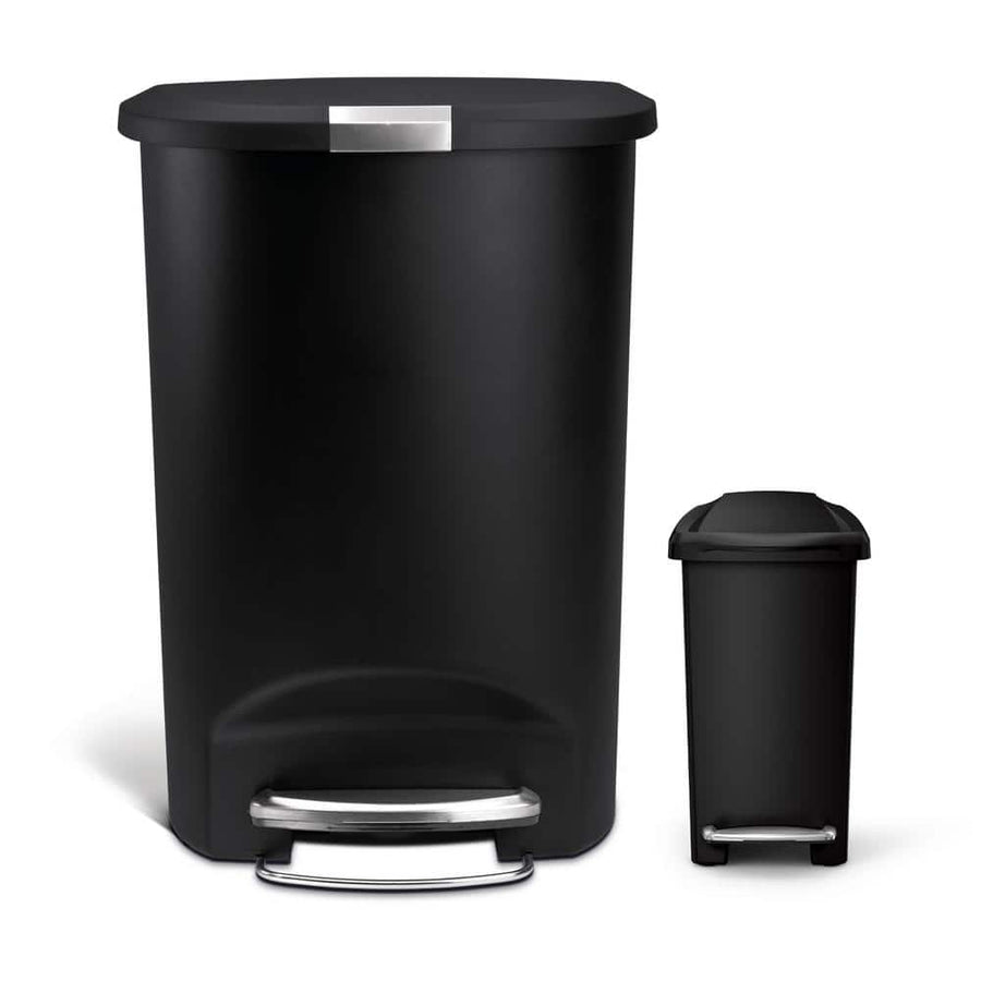 simplehuman 50 l Black Semi-Round Soft Close Step-On Plastic Trash Can - $30