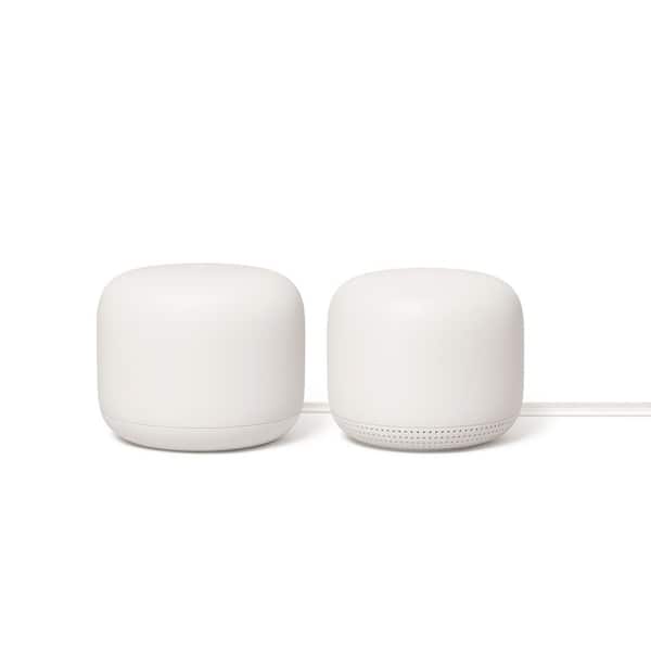 Google Nest Wifi - Mesh Router AC2200 & 1 Point w/ Google Assistant - 2 Pack - Snow - $160